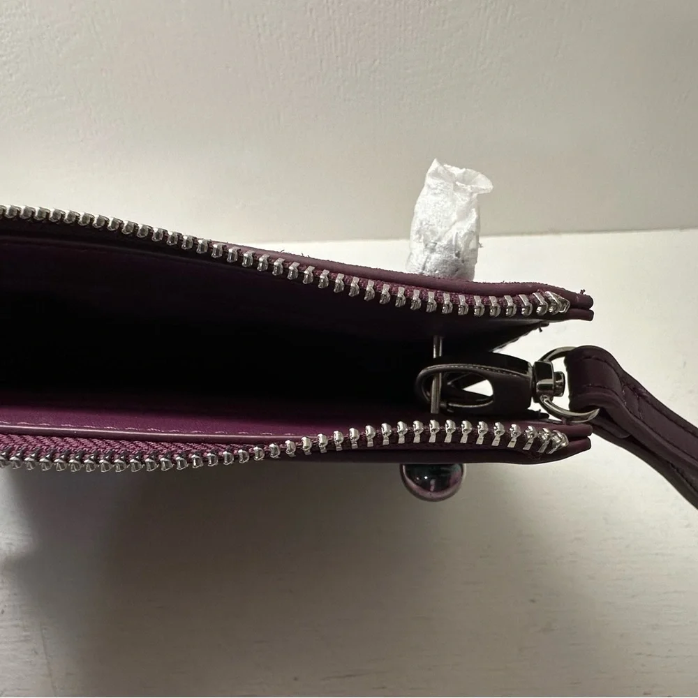 White House Black Market Real Suede Faux Leather Clutch Bright Purple BNWT - Picture 10 of 10